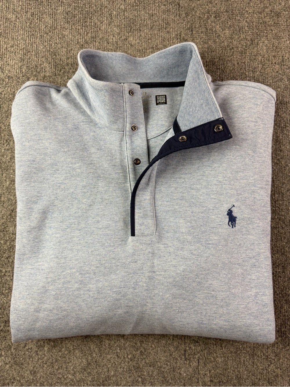 Polo Ralph Lauren Mens Cotton Blend 1/4 Snap L/S Sweatshirt Size XL Grayish Blue